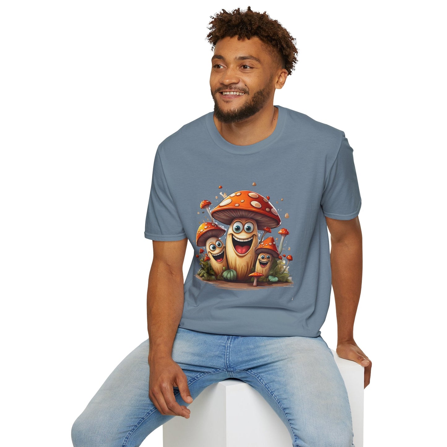 Funny Mashroom Graphic Unisex Softstyle Cotton With Cartoon Illustration Design 14