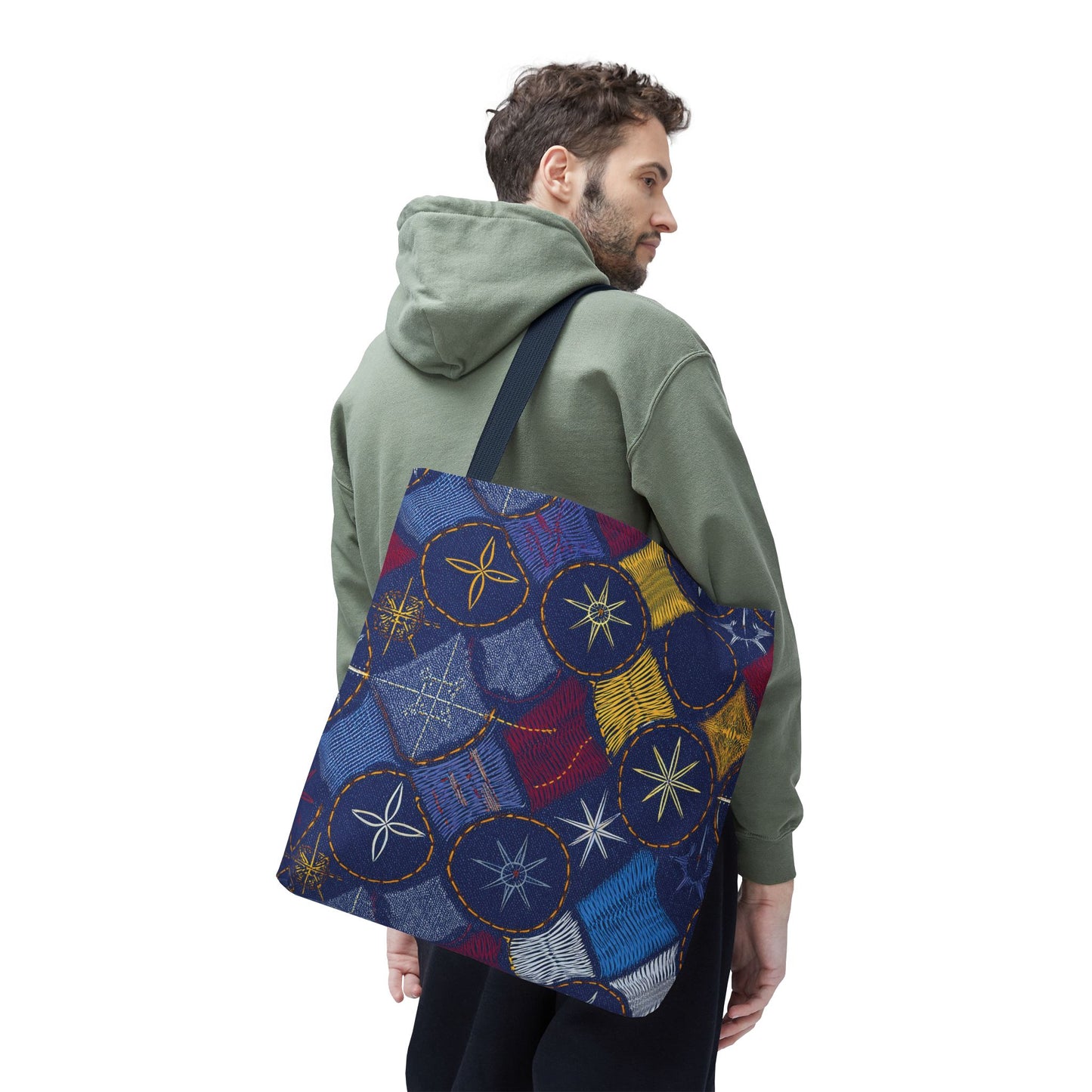 Denim Fabric Imitation Print Unisex Canvas Bag Poly Spun 3 Sizes Tote Bag 183-5