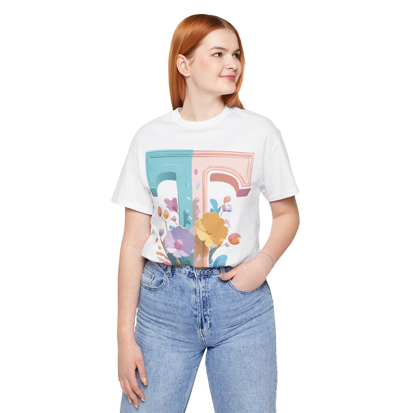 Unisex Short Sleeve Letter T Graphic Featuring Vintage Inspired Artwork