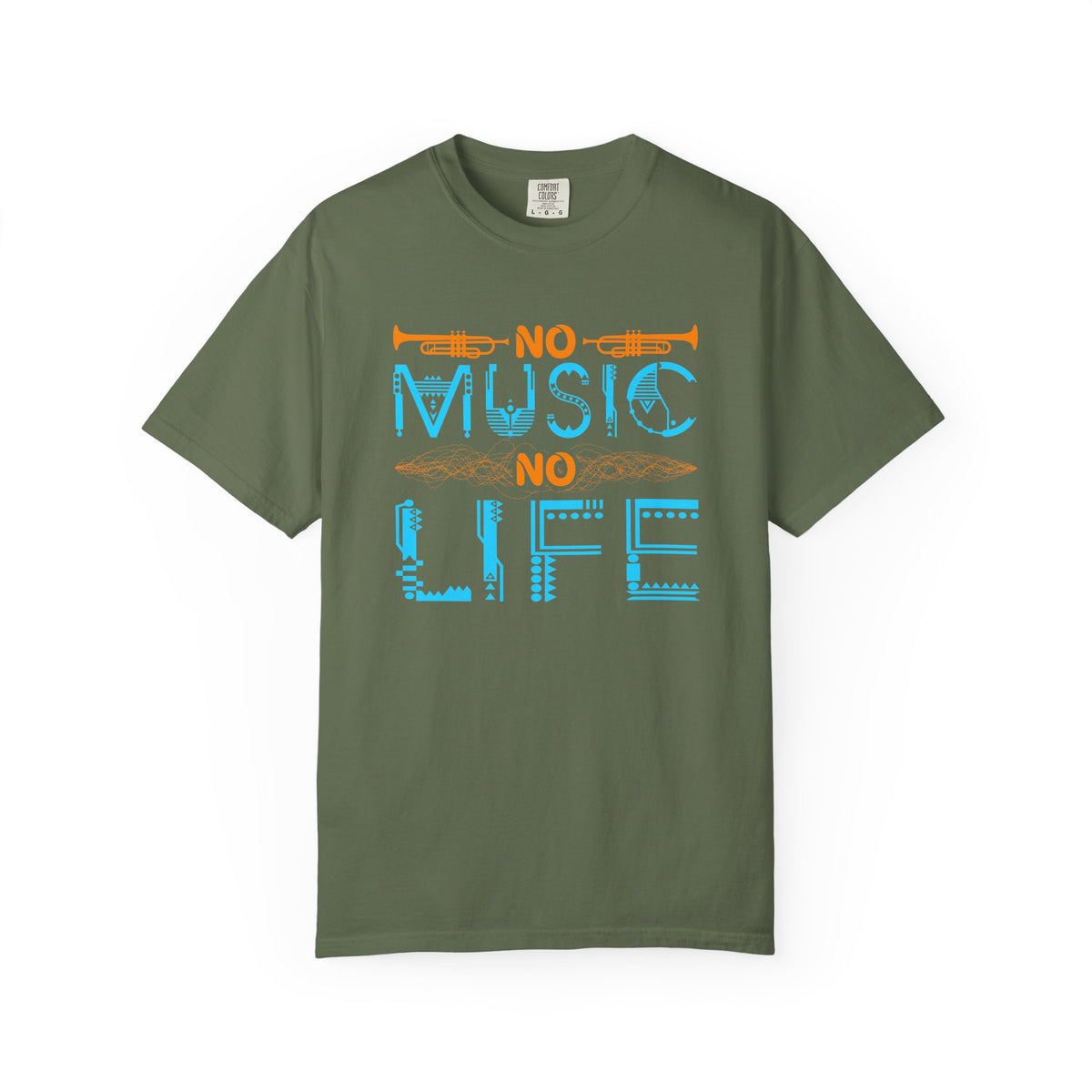 No Music No Life T-shirt Musical Instruments Typography Unisex Cotton Tee 077
