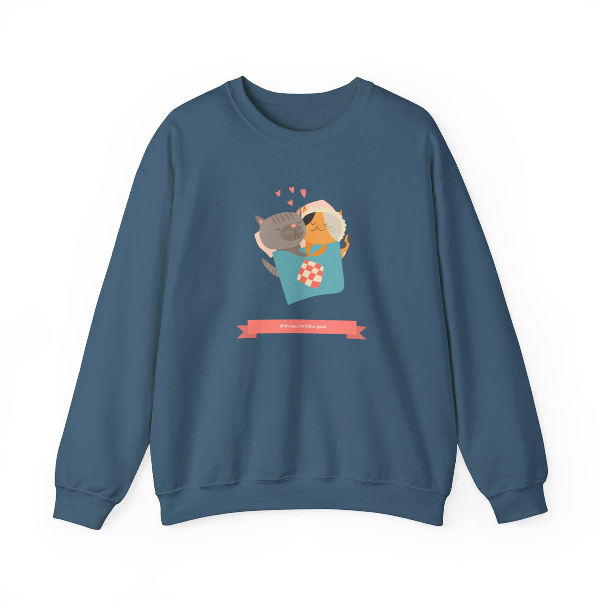Cat Graphic Valentine's Day Sweatshirt Unisex 50/50 Cotton-Poly Animal Sweatshirt w08