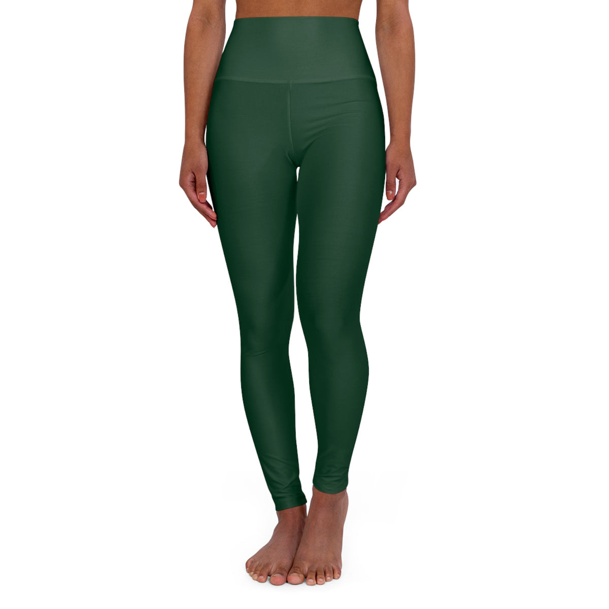 Deep Forest Green Color High-Waist Yoga Leggings Women's Seamless Poly-Span Stretchy Pants XS-2XL