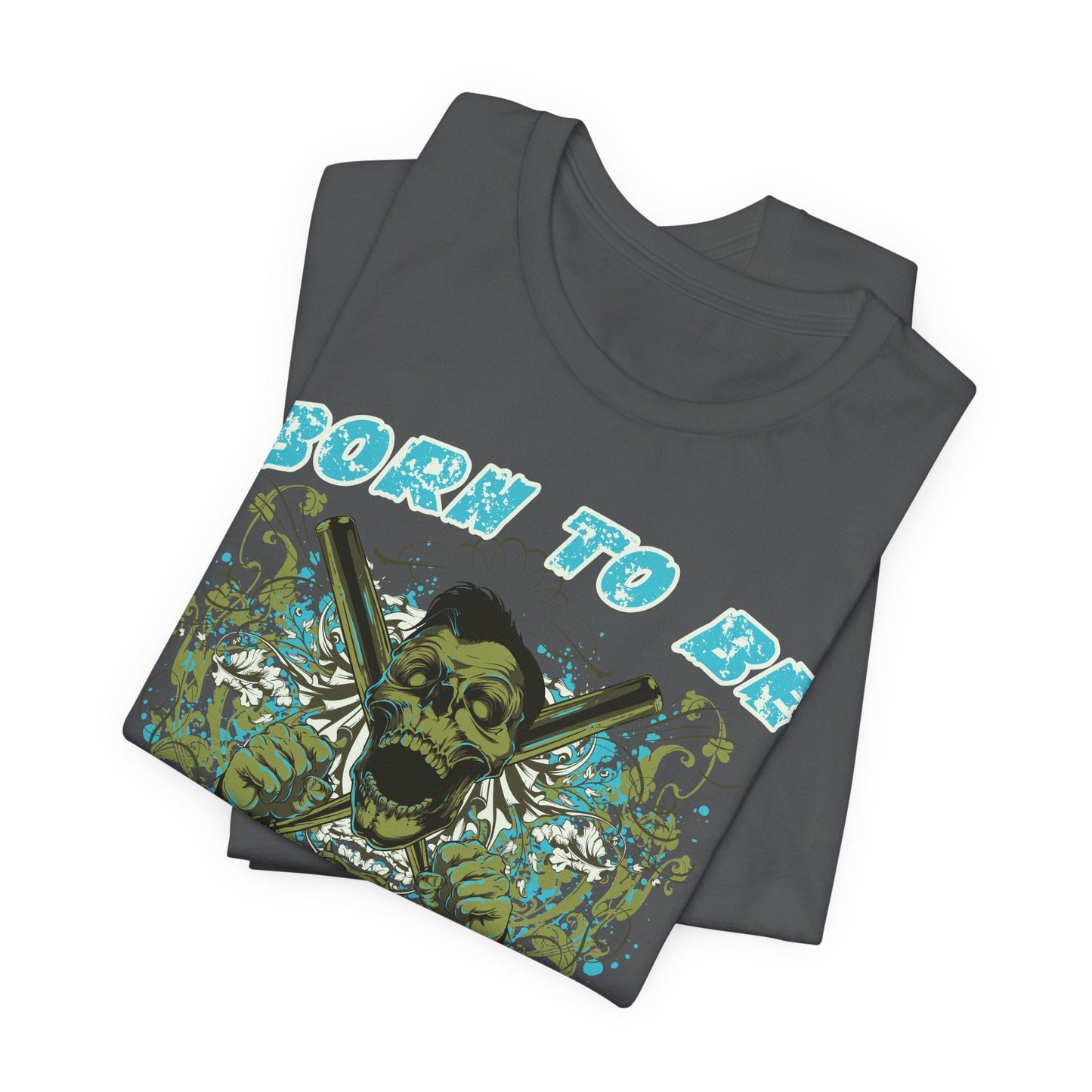 Born To Be Cage Fighter Tee Skull Crossed Knives Graphic T-Shirt