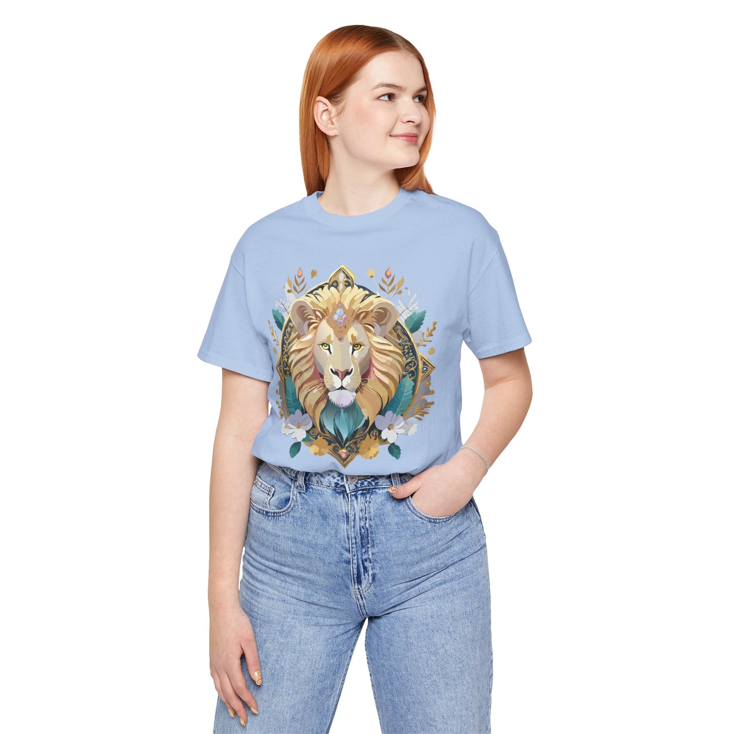 Unisex Lion Graphic Tee, Animal Shirt, Tee Shirt with Lion, Medallion T-Shirt, Animal Medallion Tees 2