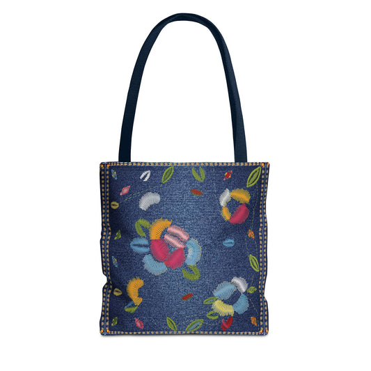 Denim Fabric Imitation Print Unisex Canvas Bag Poly Spun 3 Sizes Tote Bag 158