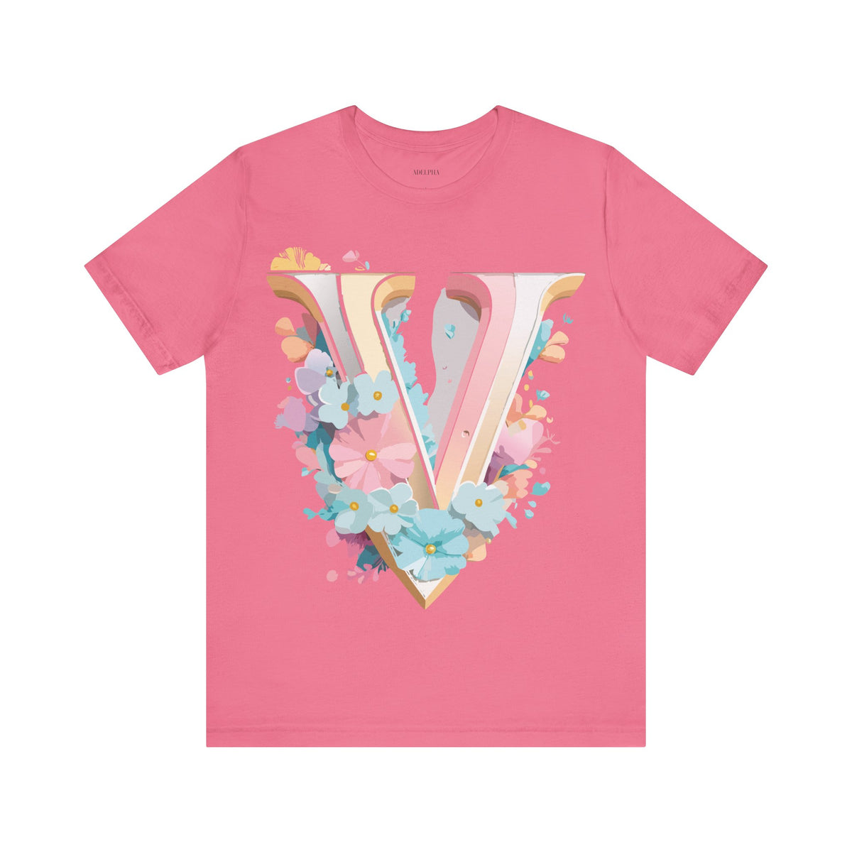 Letter V Graphic Unisex Cotton Bella+Canvas Tee with Art Letter Design