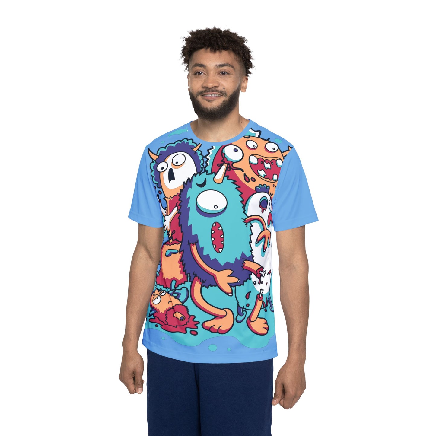 Be12 Fun Graphic T-Shirt, Art Design Poly Shirt, All Over Print Graphic Tee, Funny Print T-Shirt, Funny Cartoon Tee