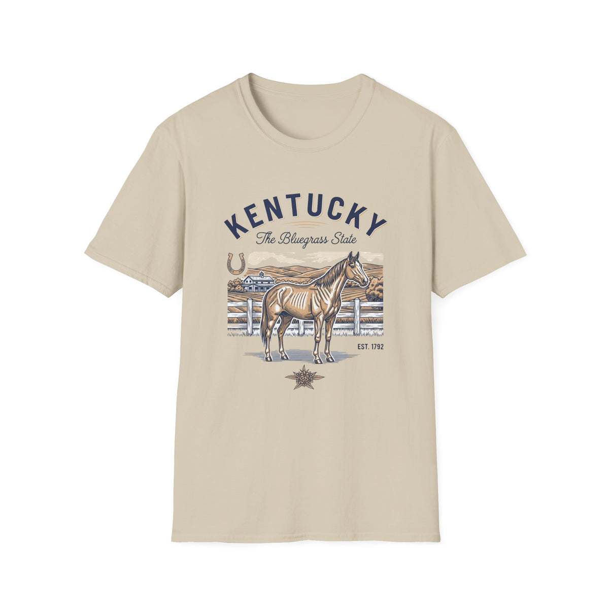 Kentucky Horse Ranch T‑Shirt — The Bluegrass State Travel Tourist Graphic Design Unisex 100 Cotton Gildan T-Shirt