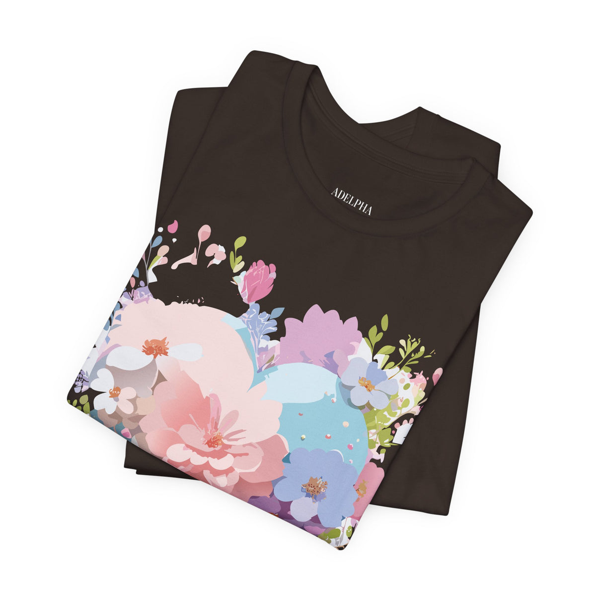 Valentine's Day Graphic Unisex Cotton Bella+Canvas Tee with Floral Art Design d111