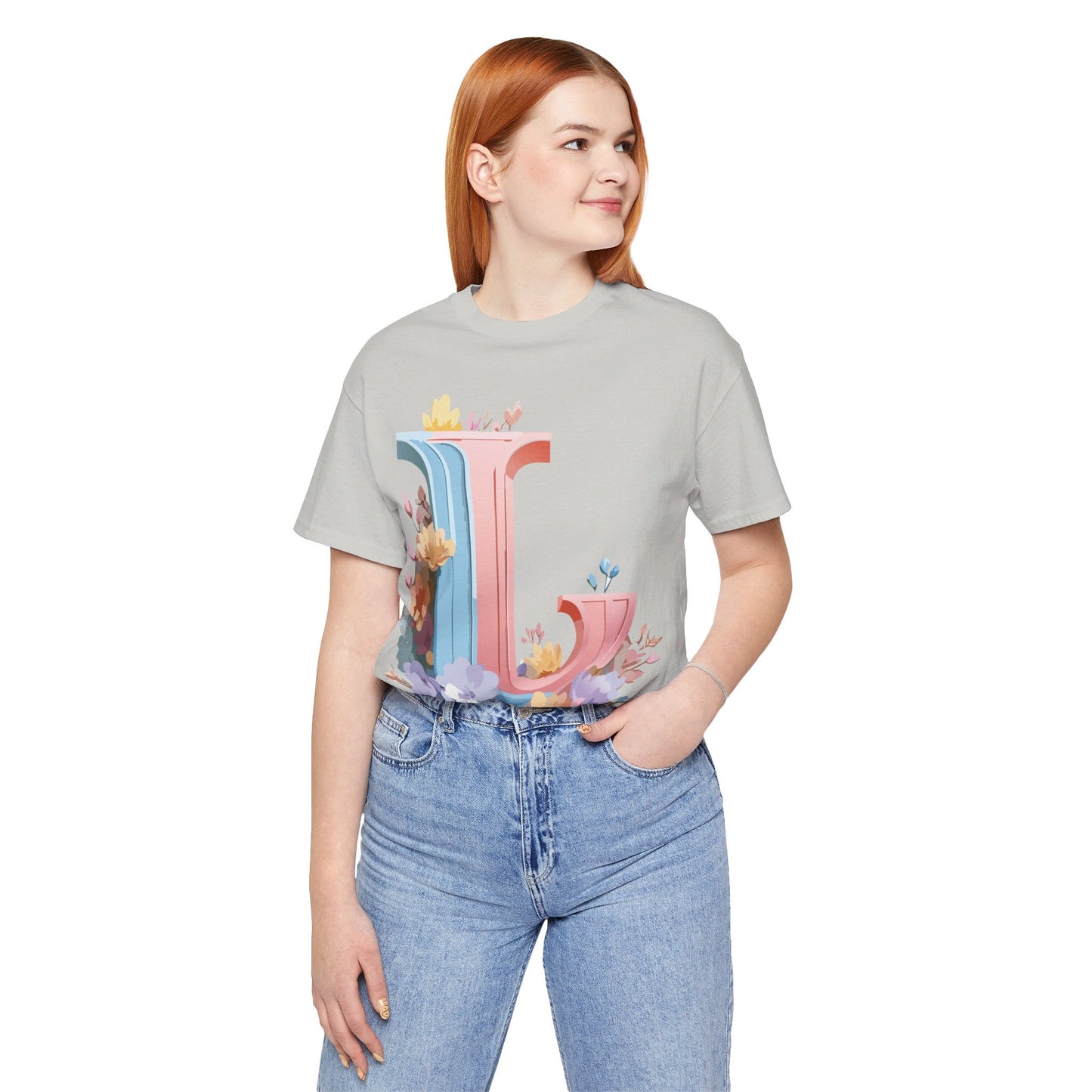 Letter L Shirt Graphic Tee Unisex Short Sleeve Vintage Inspired Artwork Adelpha Premium