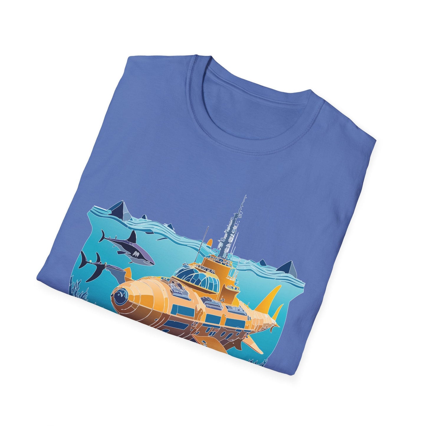 Ocean Tee Shirt Unisex Gildan Softstyle 64000 Ocean Theme Tee With U Boat Design