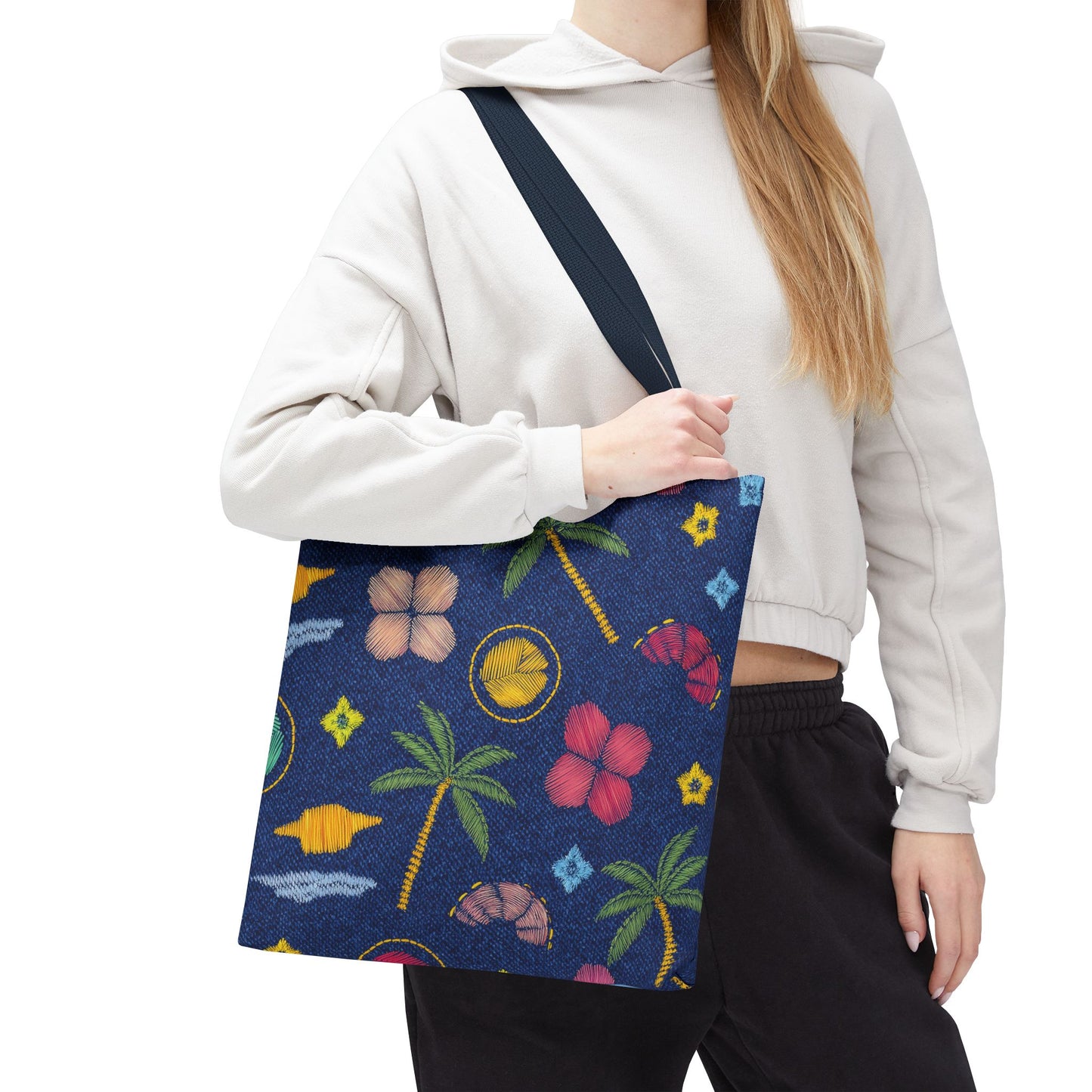 Denim Fabric Imitation Print Unisex Canvas Bag Poly Spun 3 Sizes Tote Bag 182-7