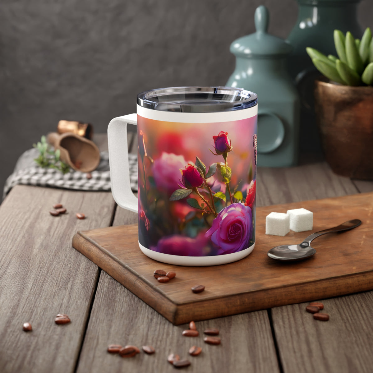 26 Art Design Insulated Coffee Mug Clear Lid 10oz Insulated Coffee Mug 10oz