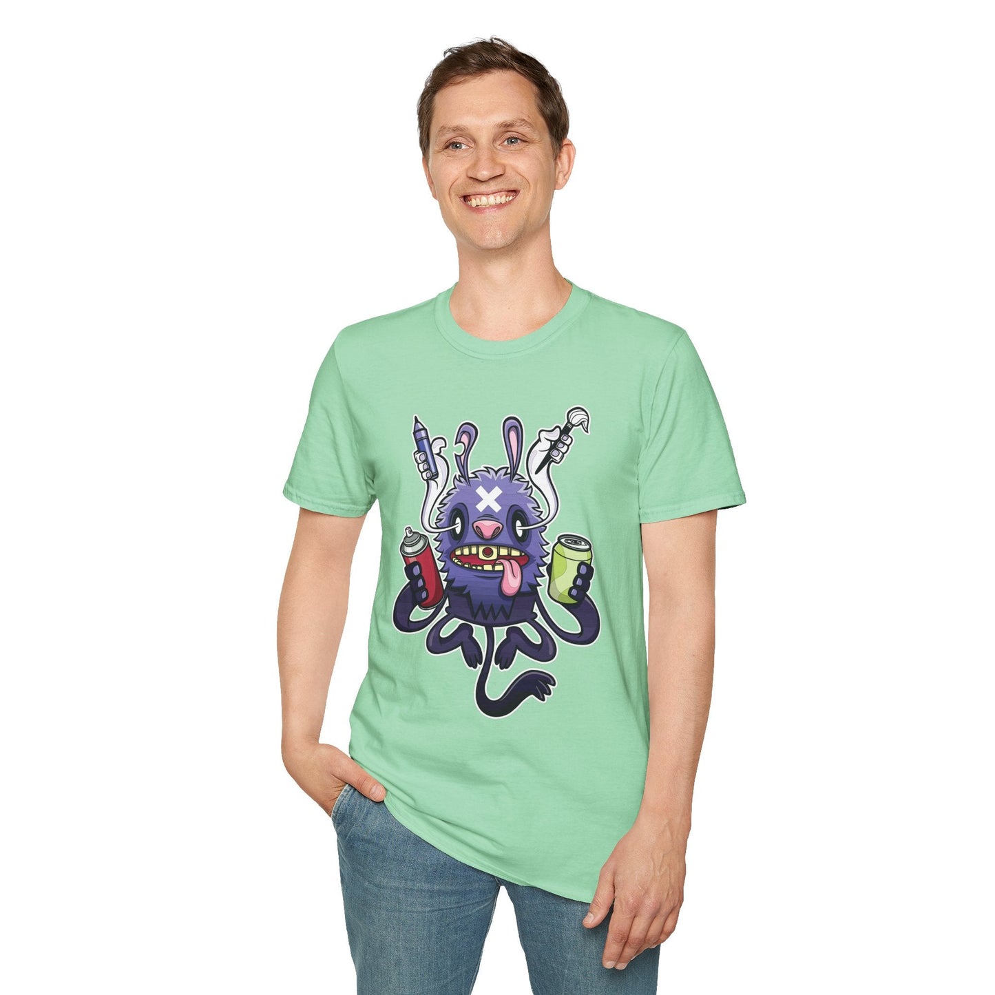 Cartoon T Shirt Animation T Shirt Funny Tee Shirt Unisex Softstyle Gildan 64000 Art Design