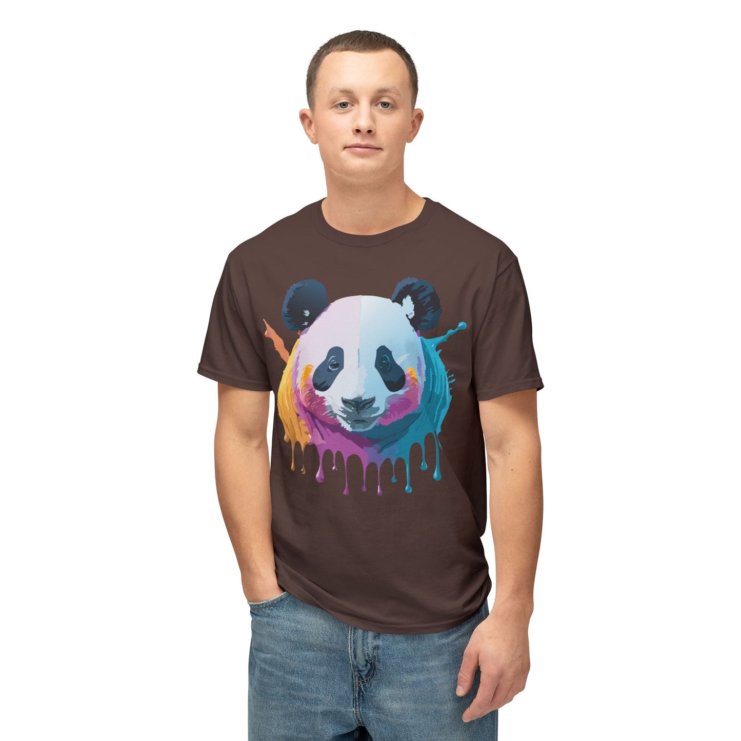 Unisex Panda Art Tee With Floral Print Premium Vintage Style HD Cotton Shirt Comfortable