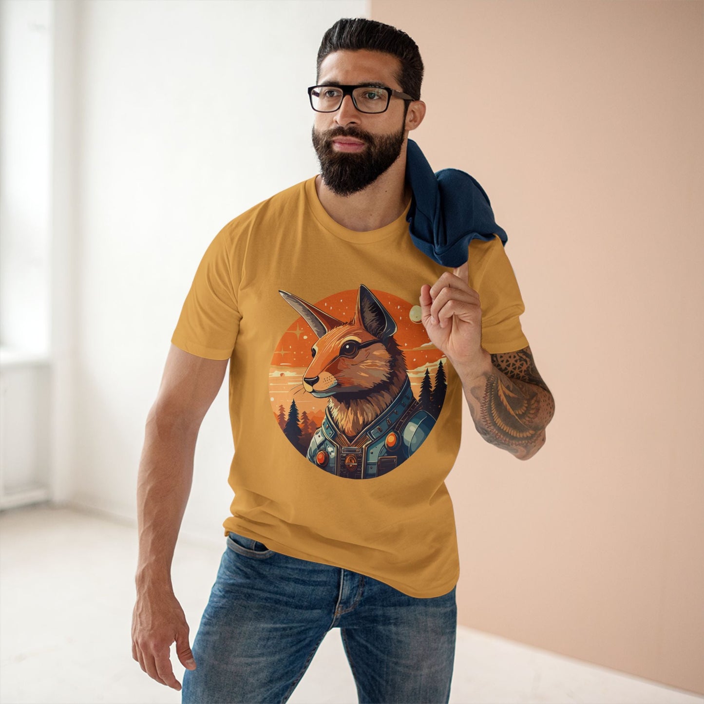 Rabbit Shirt Unisex Premium Cotton Tee With Original Art By Retro2Nova Animal Collection Soft Breathable Comfort