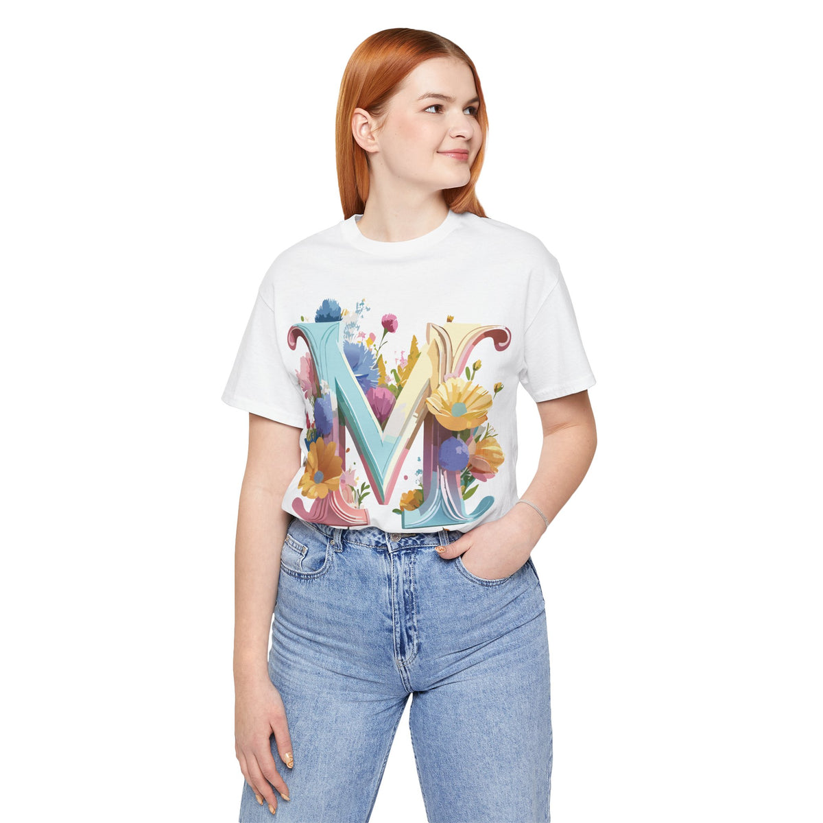 Letter M Graphic Unisex Cotton Bella+Canvas Tee with Art Letter Design