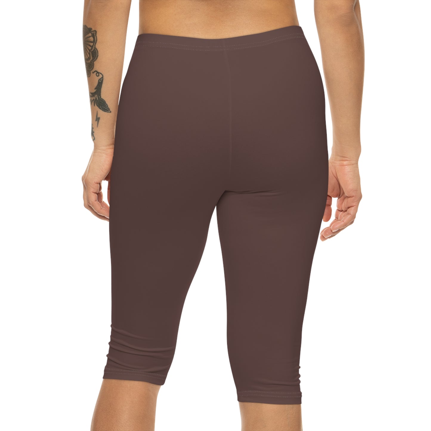 Mauve Bark Color Women's Brushed Suede Poly Span Casual Capri Leggings XS-2XL