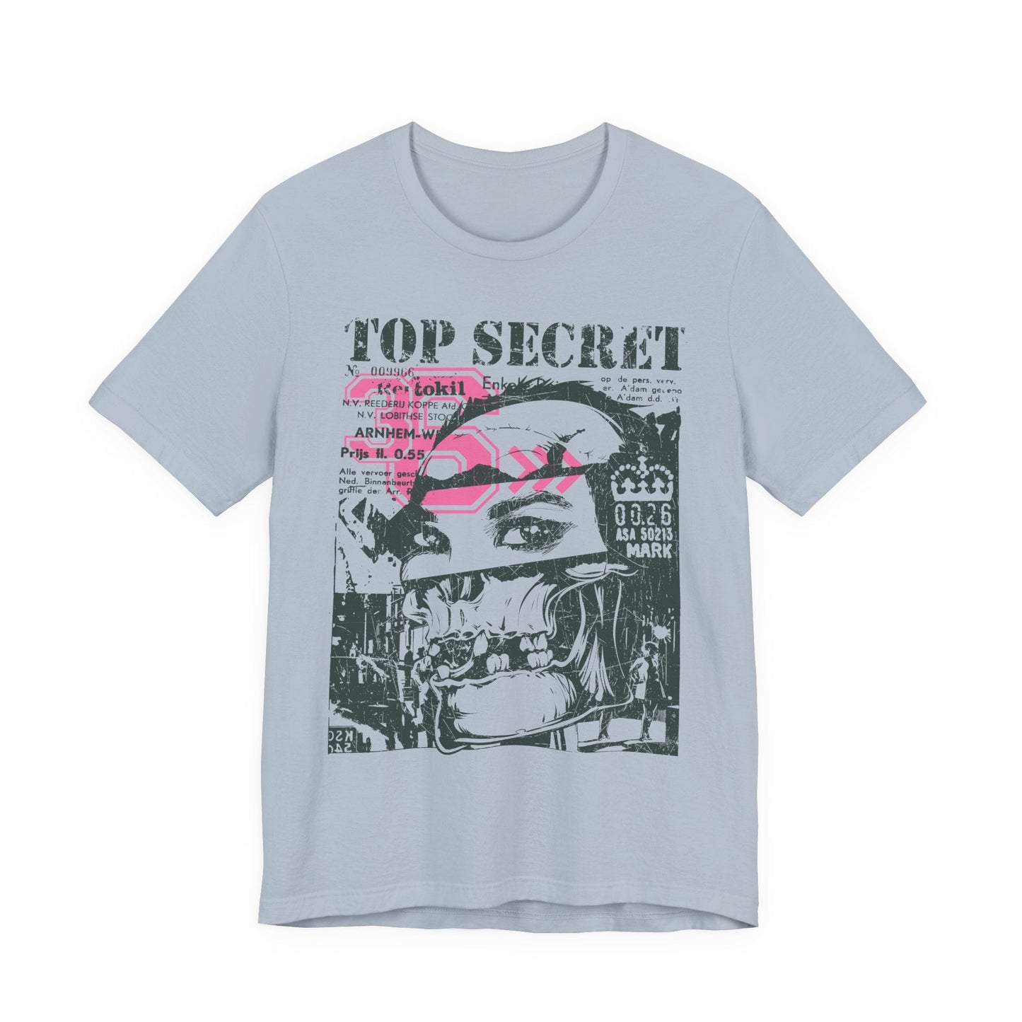 Top Secret Skull Face Tee Grunge Graphic T-Shirt Retro Collage A-6