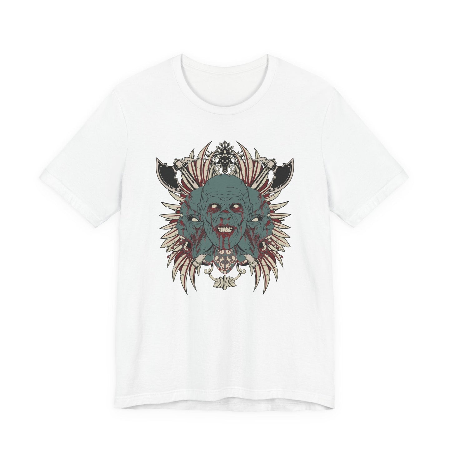 Zombie Skull Mandala T-Shirt Horror Graphic Tee, Gothic Skull Art-54-2