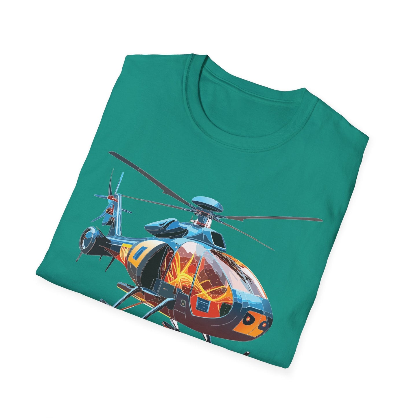 Helicopter Chopper Shirt Unisex Gildan Softstyle 64000 Short Sleeve Tee For Everyday Wear