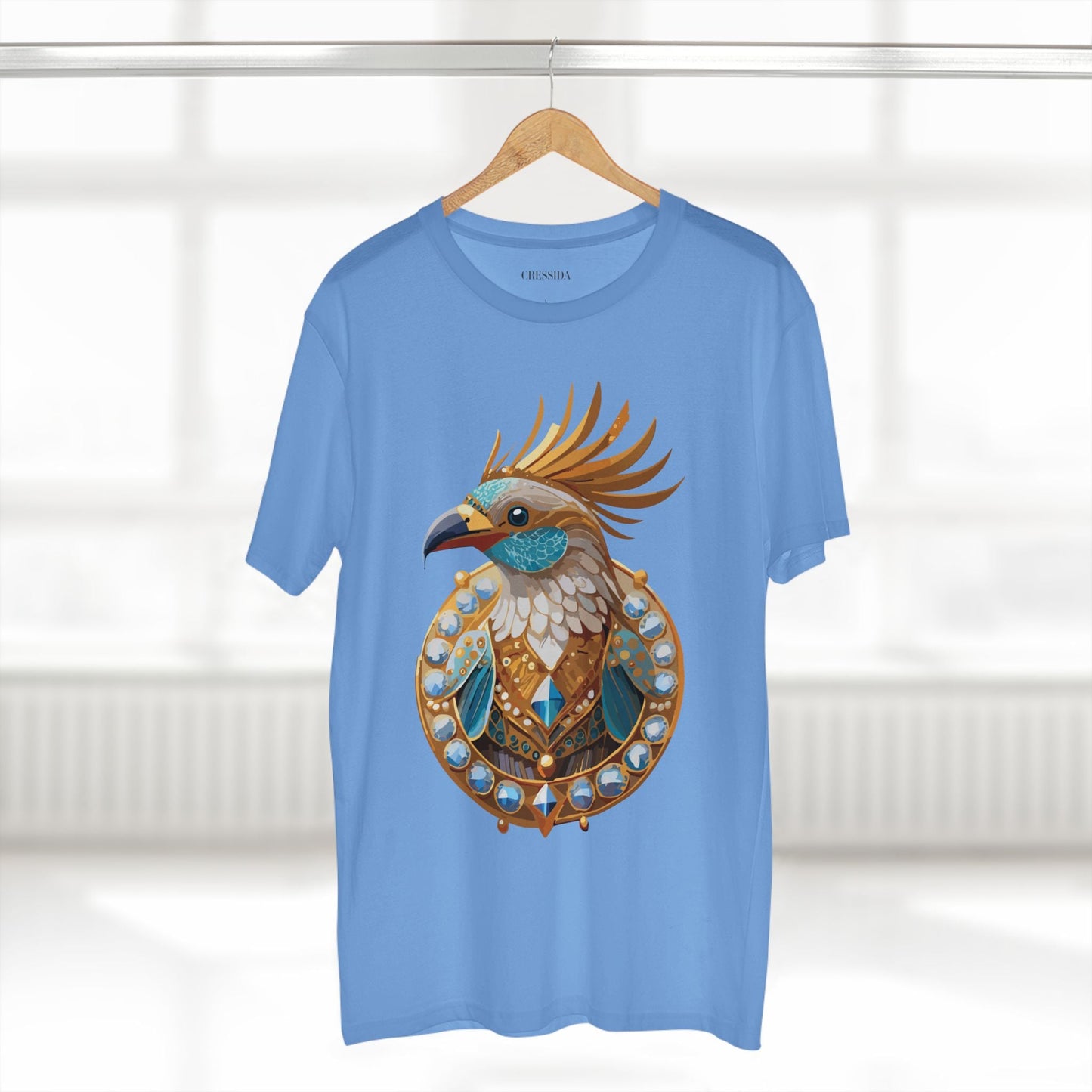 Bird Graphic Unisex 100 Cotton Tee With Unique Animal Golden Medallion Art Design 23
