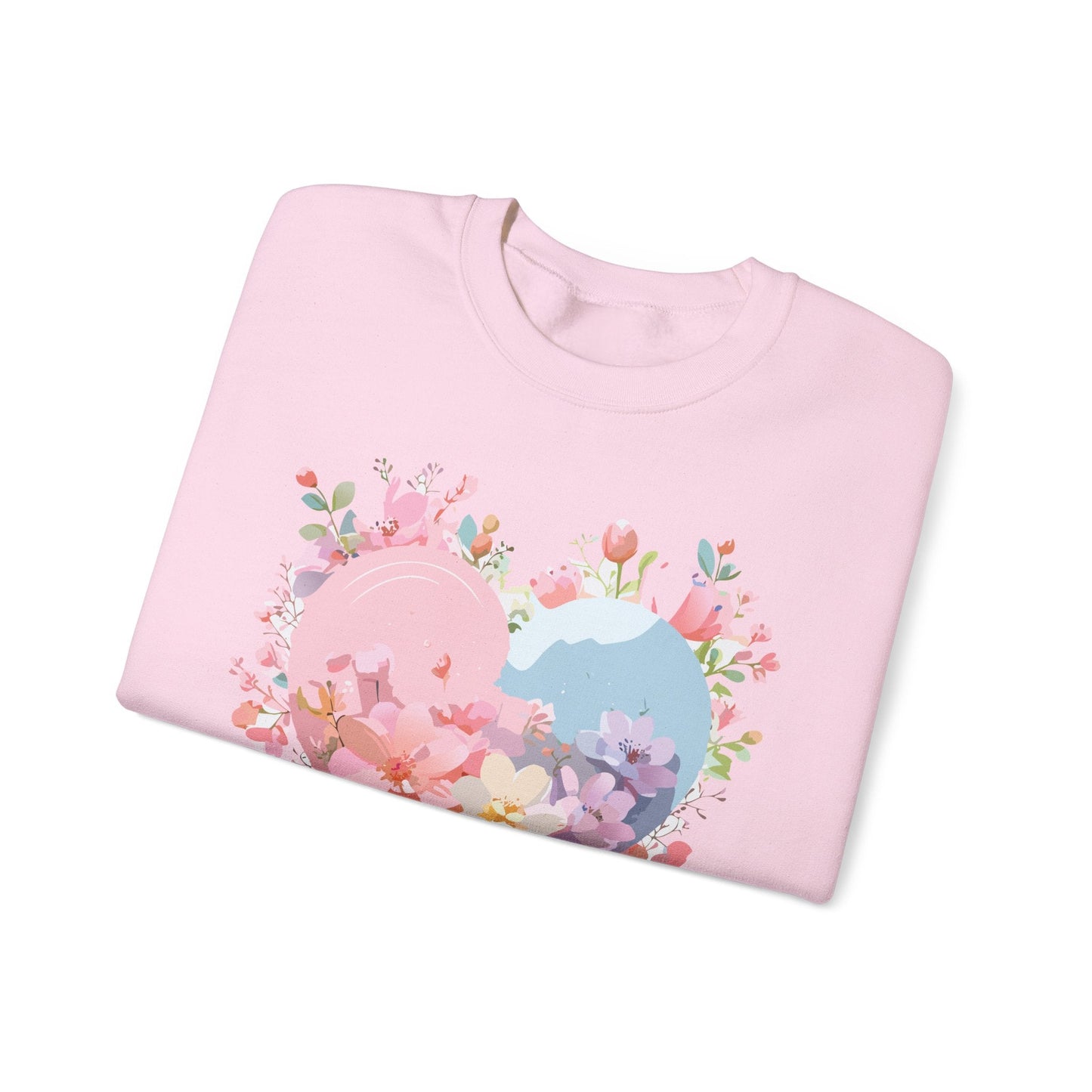 Floral Heart Sweatshirt Unisex Valentine Day Crewneck Gildan 18000 Heavy Blend Winter Wear