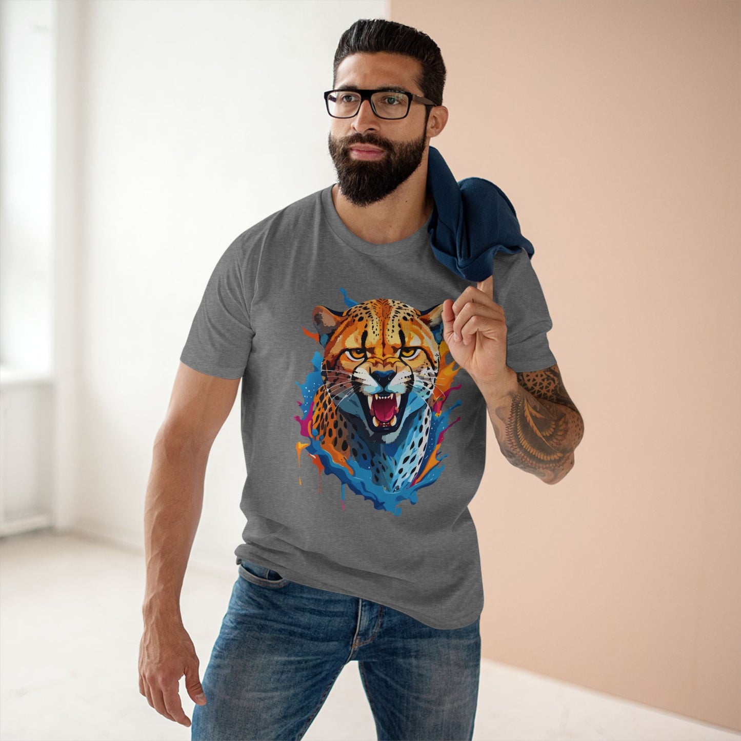 Cheetah Graphic Unisex 100 Cotton Staple Tee with Animal Design Artwork 24