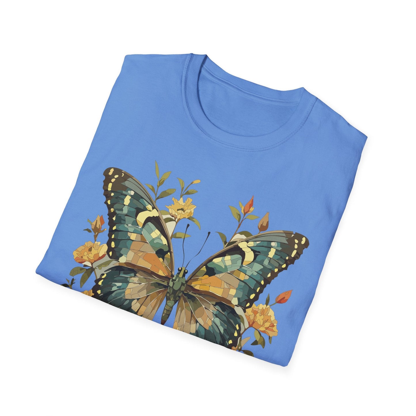 Butterfly Print T Shirt Unisex Monarch Shirt Gildan Softstyle 64000 Ring Spun Cotton