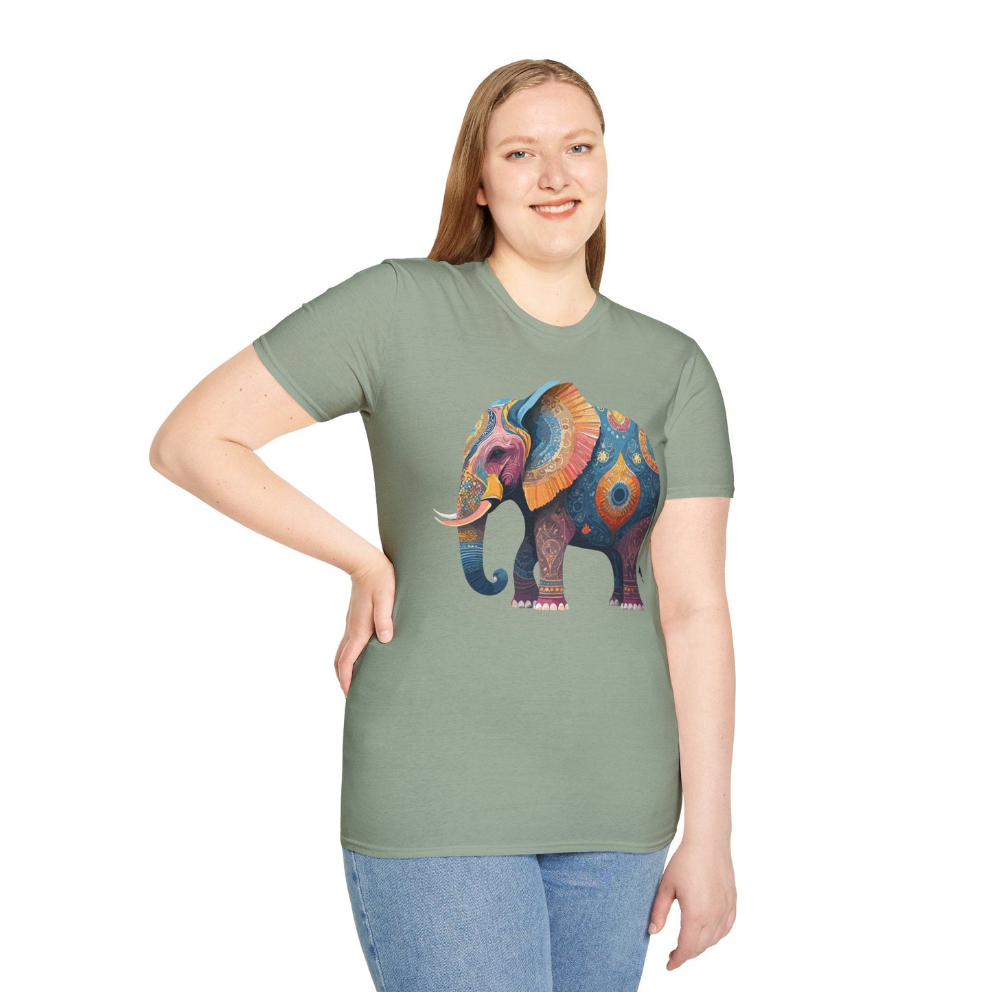 Elephant T Shirt Unisex Gildan Softstyle 64000 Tee With Animal Elephant Graphic Artwork