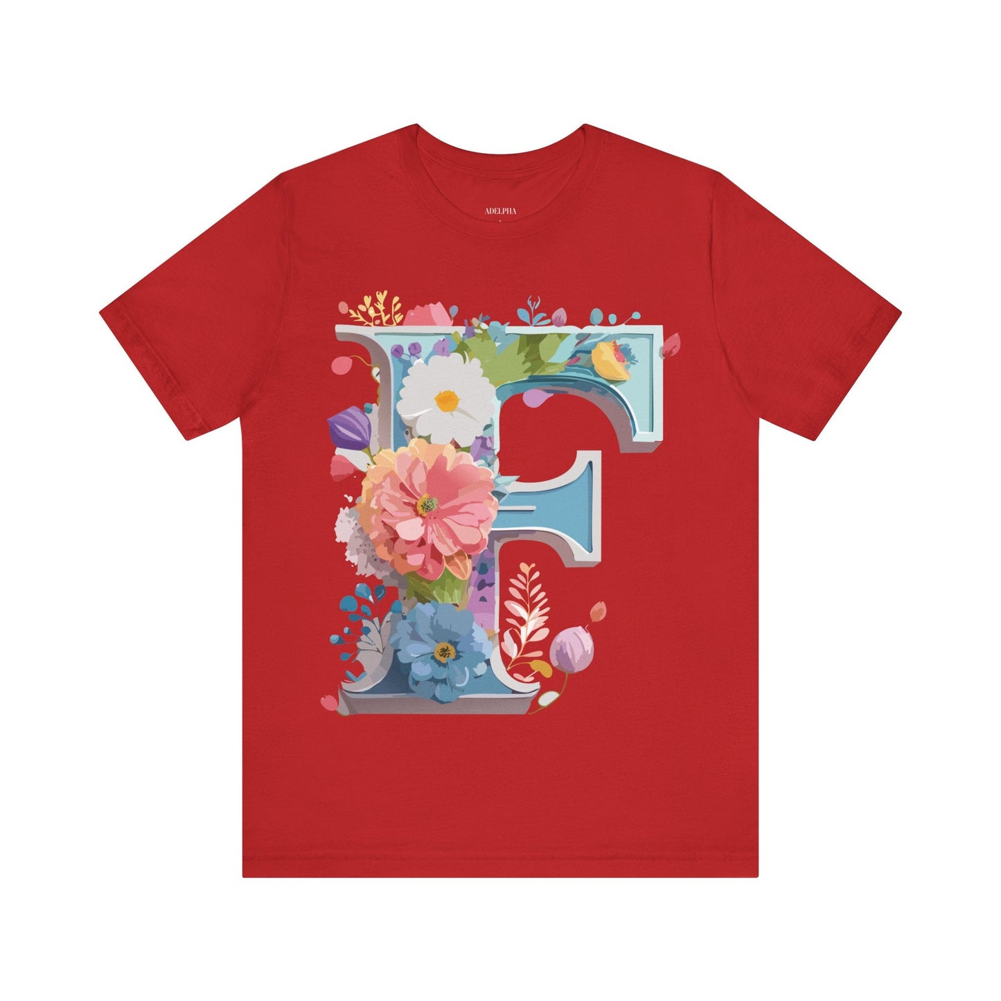 Letter F Shirt Graphic Tee Unisex Adelpha Vintage Inspired Art Design Short Sleeve