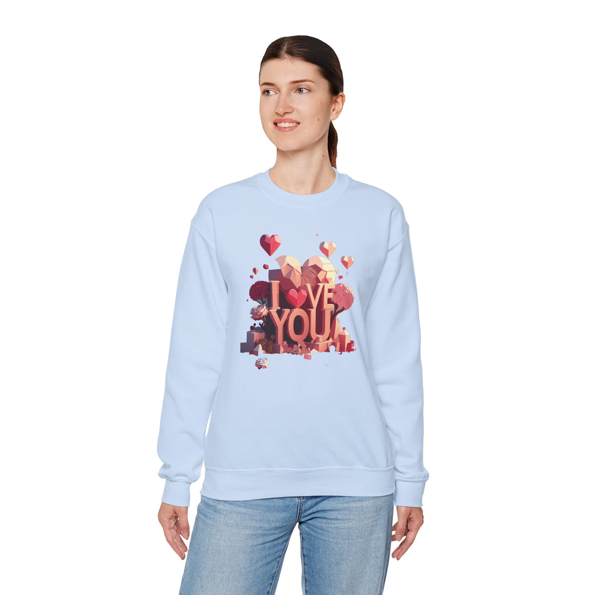 Unisex Big Heart Love Sweatshirt, Love Heart Sweatshirt, Floral Love Sweatshirt, 50/50 Cotton-Poly Valentine's Day Sweatshirt 10