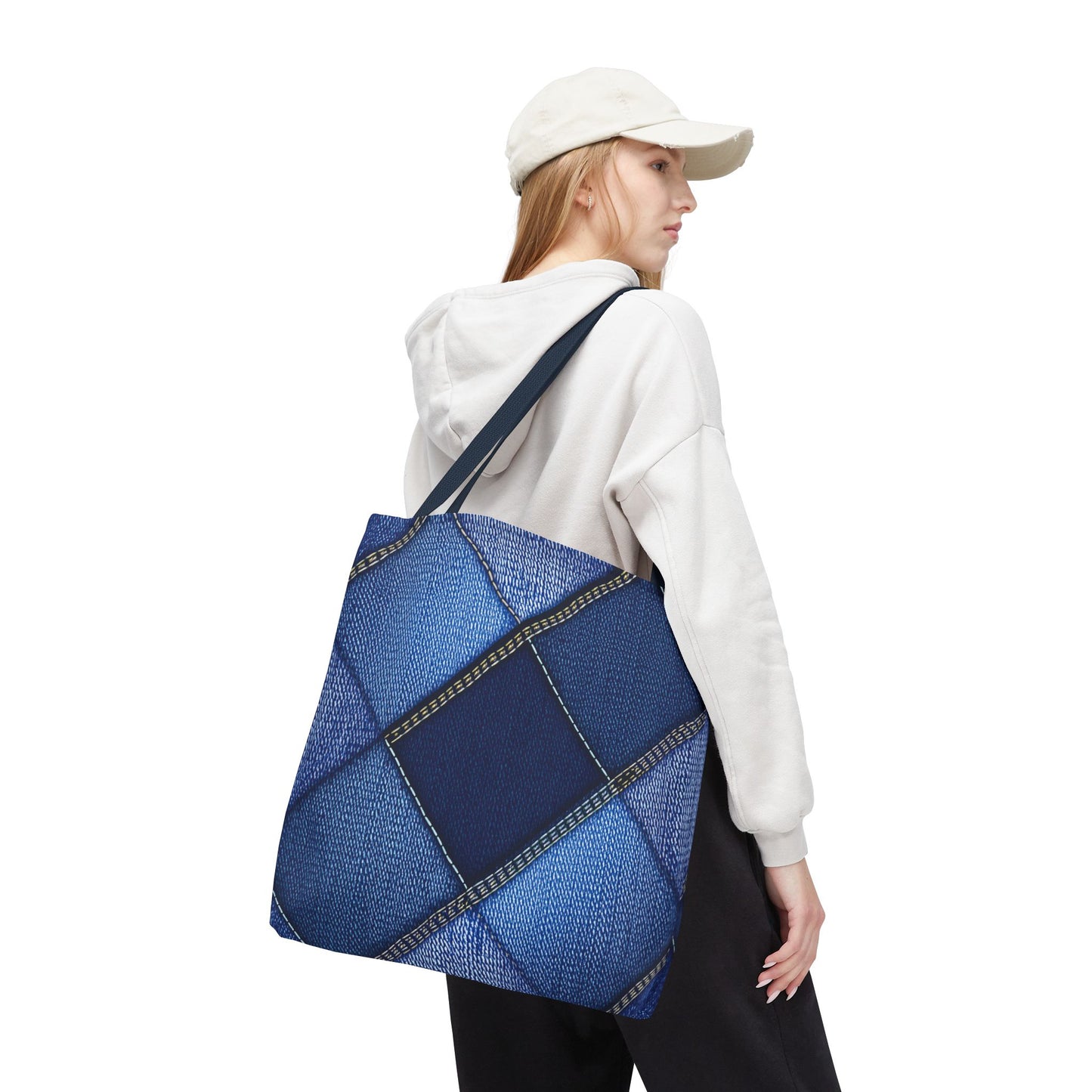 Denim Fabric Imitation Print Unisex Canvas Bag Poly Spun 3 Sizes Tote Bag 105