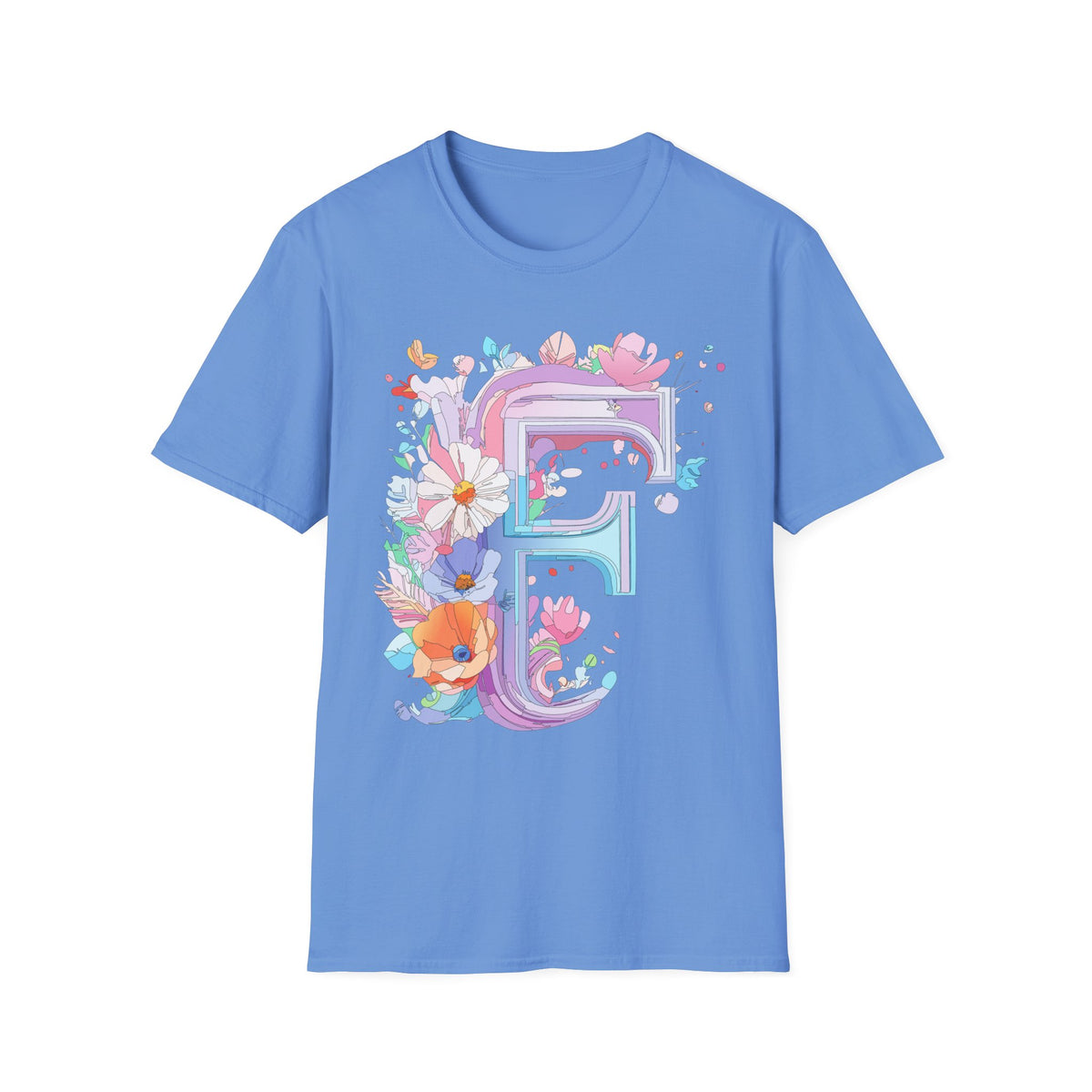 Floral Letter F T-Shirt | Watercolor Monogram Tee