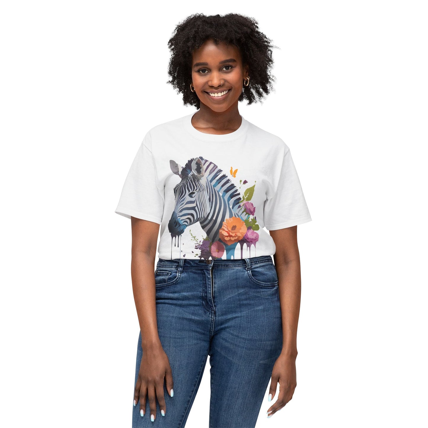 Unisex Zebra Art T Shirt With Full Color Print HD Cotton Tee Made In USA For Everyday Style