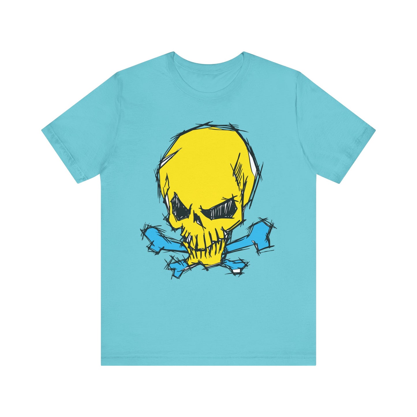 2-Yellow Skull Graphic Design Tee, Skull Shirt, Vintage Tees, Art Design T-Shirt, Vintage Graphic Tee, Art Shirts with Skulls