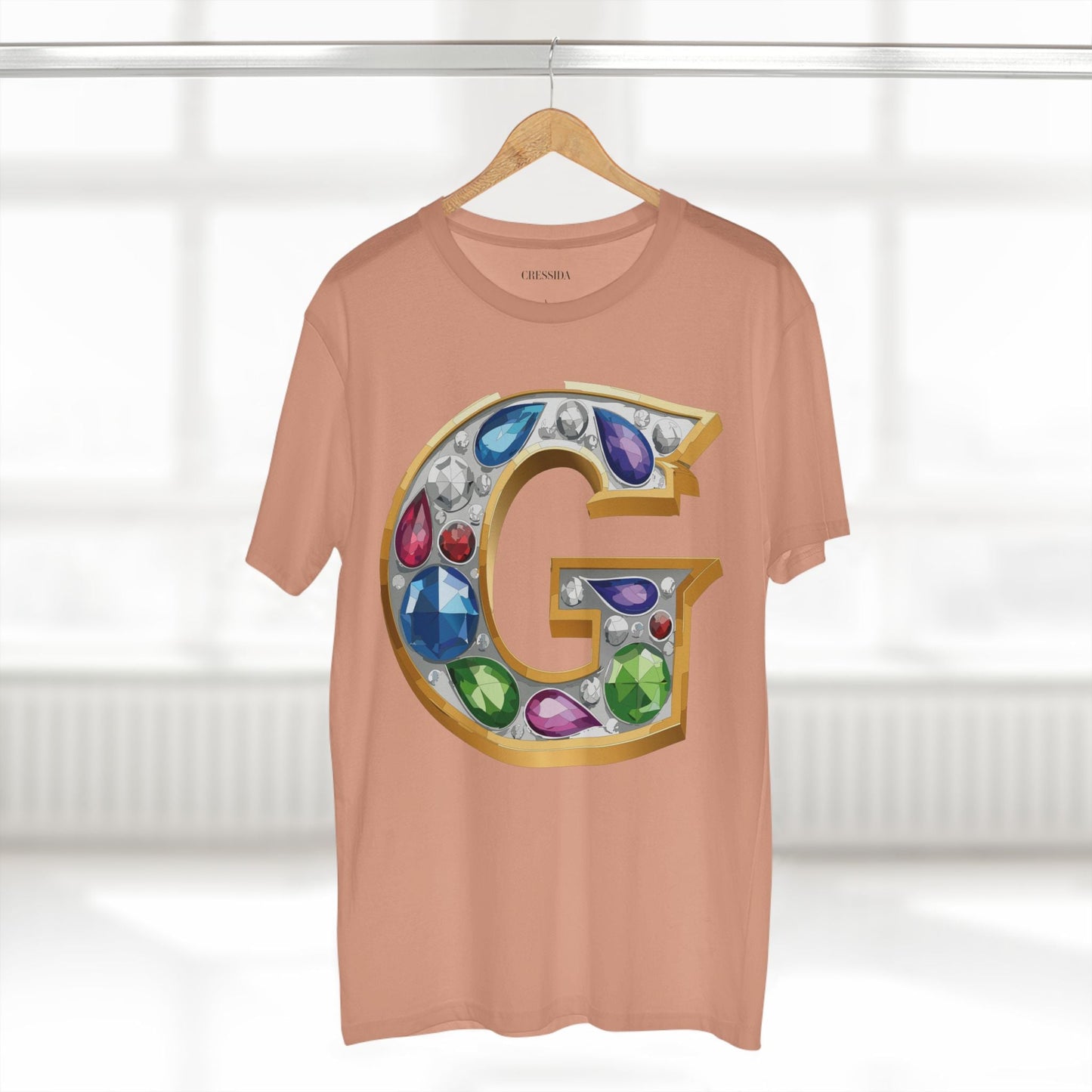 Letter G Graphic Design Tee Unisex 100 Cotton With Antique Gold Letters Artwork T-Shirt