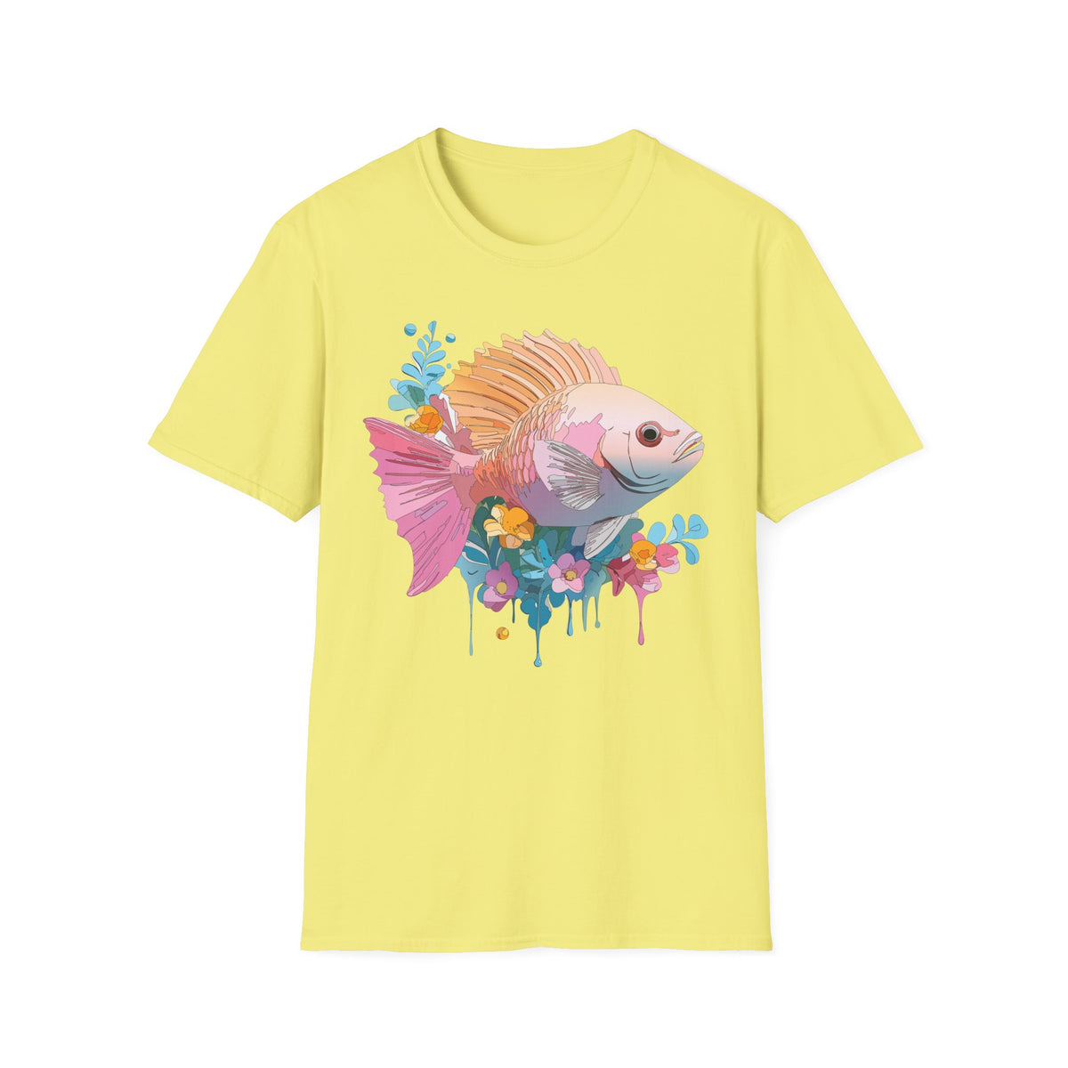 Colorful Tropical Fish T-Shirt | Watercolor Floral Sea Life Tee