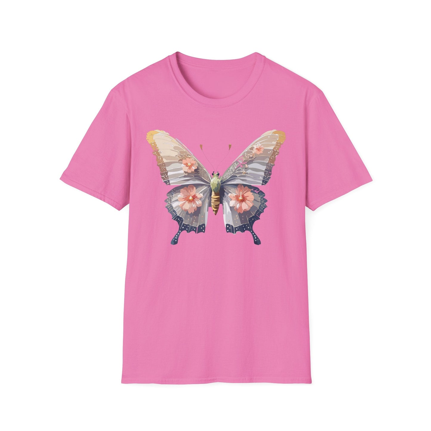 Butterfly T Shirt Unisex Monarch Design Gildan Softstyle 64000 100 Percent Ring Spun Cotton