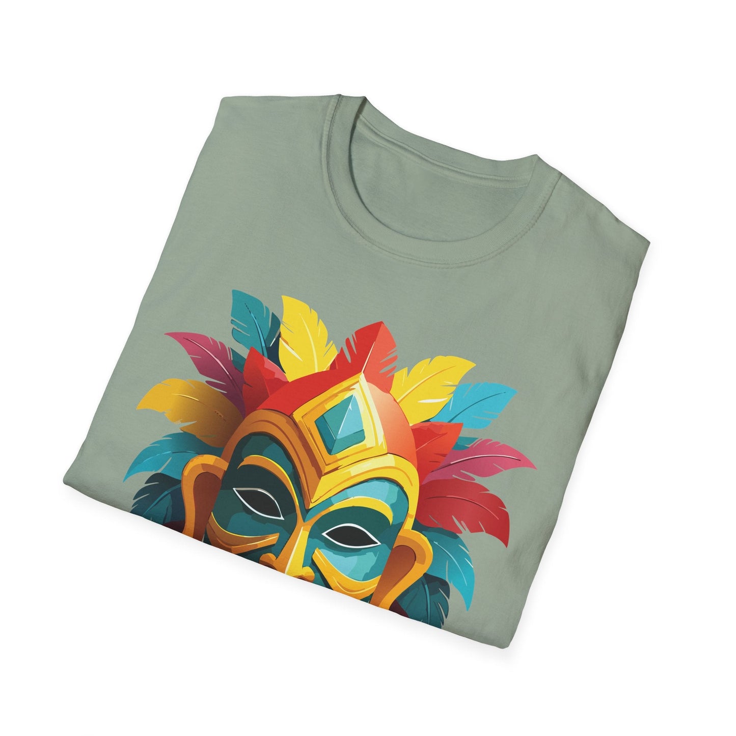 Unisex Mask Tee Shirt Gildan Softstyle 64000 Cotton Masquerade Design For Everyday Wear
