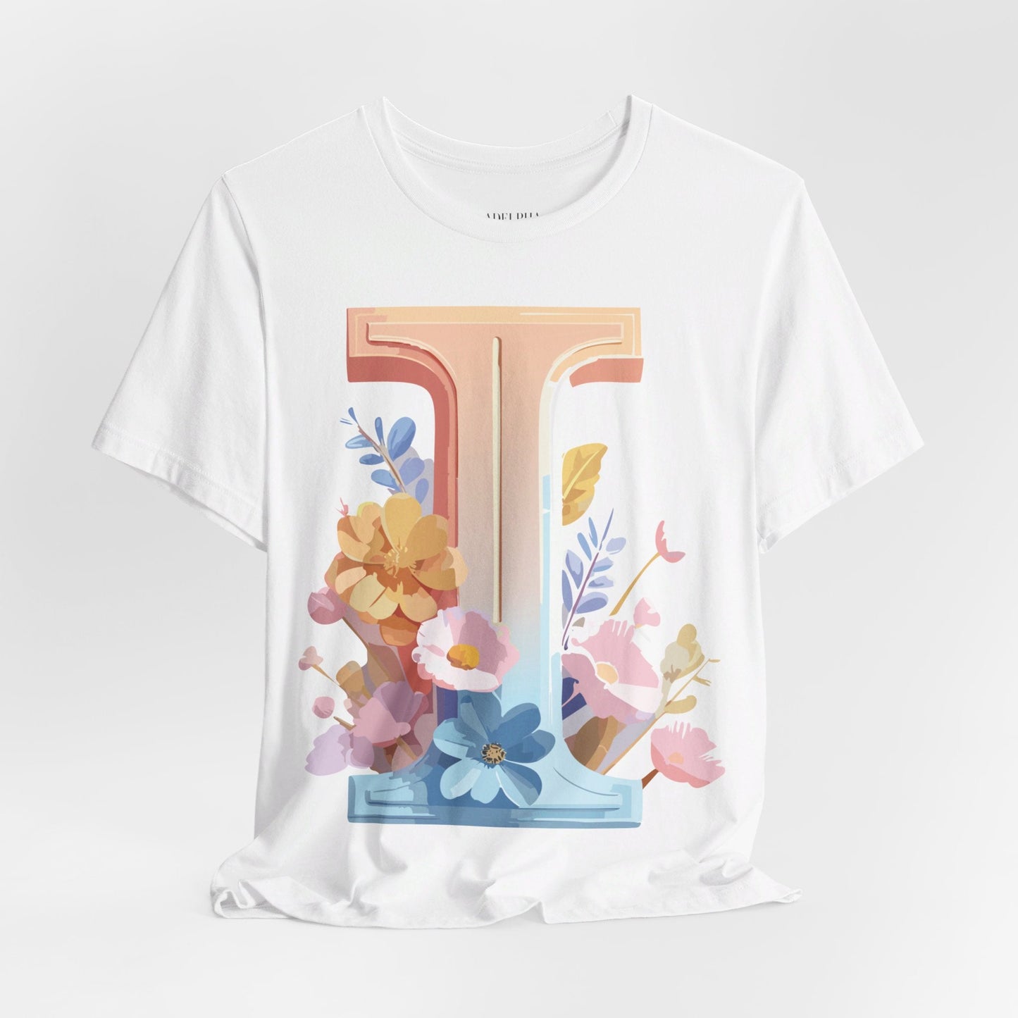 Vintage Inspired Letter I Shirt Unisex Graphic Tee Short Sleeve by Adelpha Premium