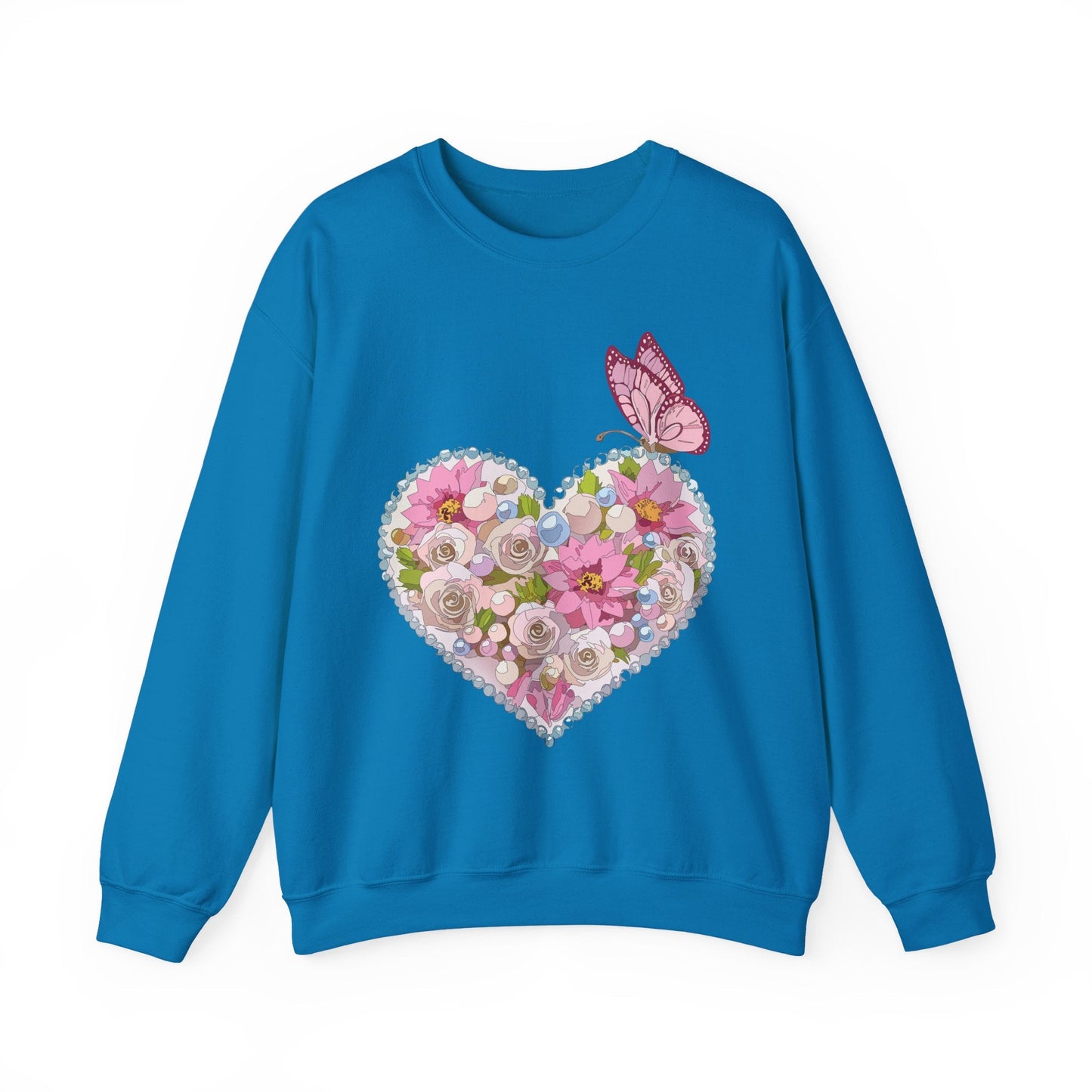 Floral Heart Sweatshirt Unisex Heavy Blend Crewneck 50 Cotton 50 Polyester Valentine's Day