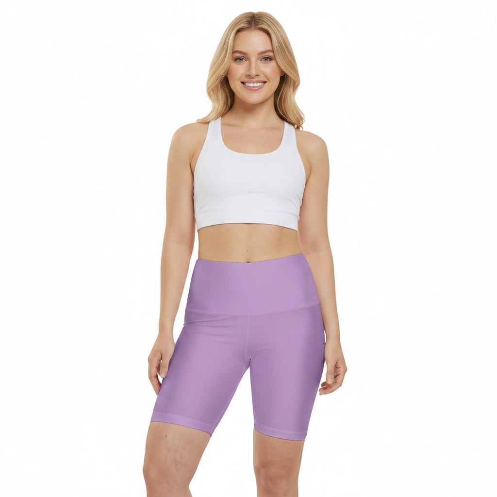Blush Lilac High-Waist Workout Shorts — Women's Athletic Biker Shorts