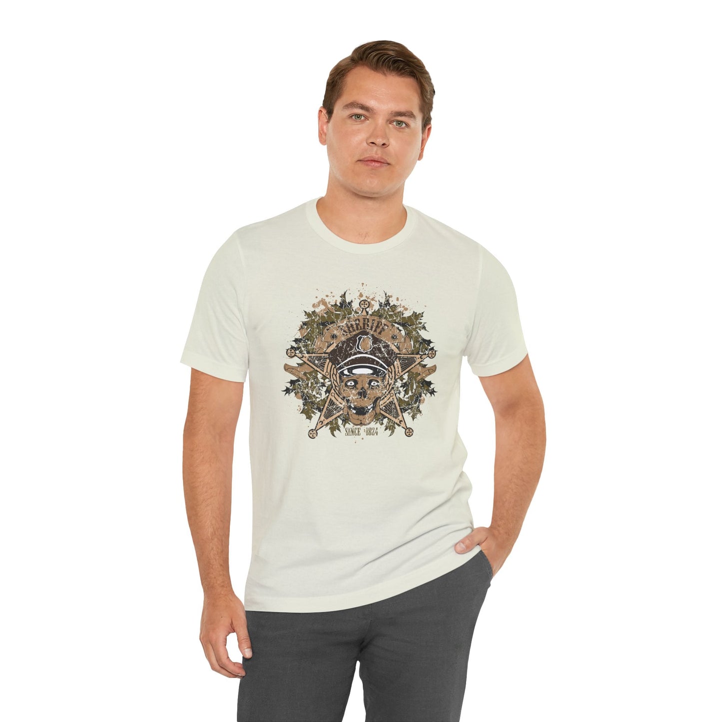 Skull Floral Emblem Graphic Unisex Cotton Tee Art-45