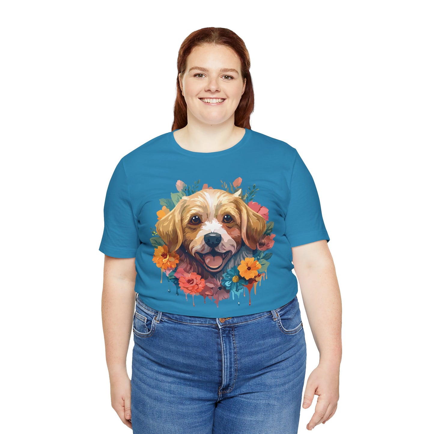Floral Dog Tee, Animal Shirt, Dog Shirt, Floral Tee, Flower T-shirt, T-Shirt with Animal, Summer Top with Art Design