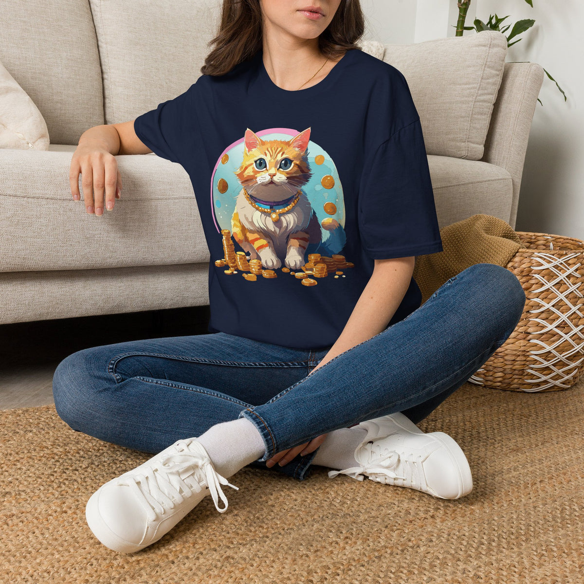 Lucky Cat Illustration T-Shirt | "I'm a lucky cat" design