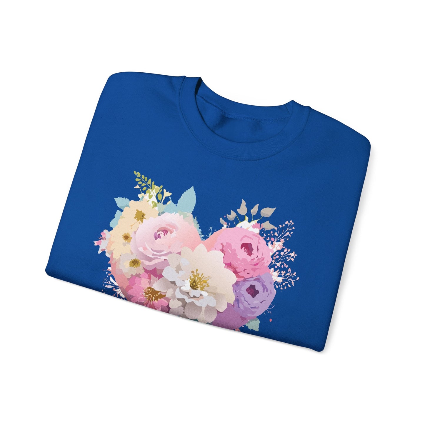 Floral Heart Unisex Crewneck Sweatshirt With Floral Love Valentines Day Design Premium Heavy Blend