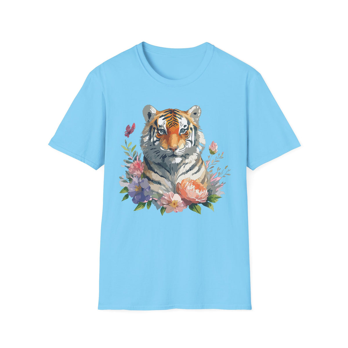 Watercolor Tiger Floral T-Shirt | Tiger Portrait Tee