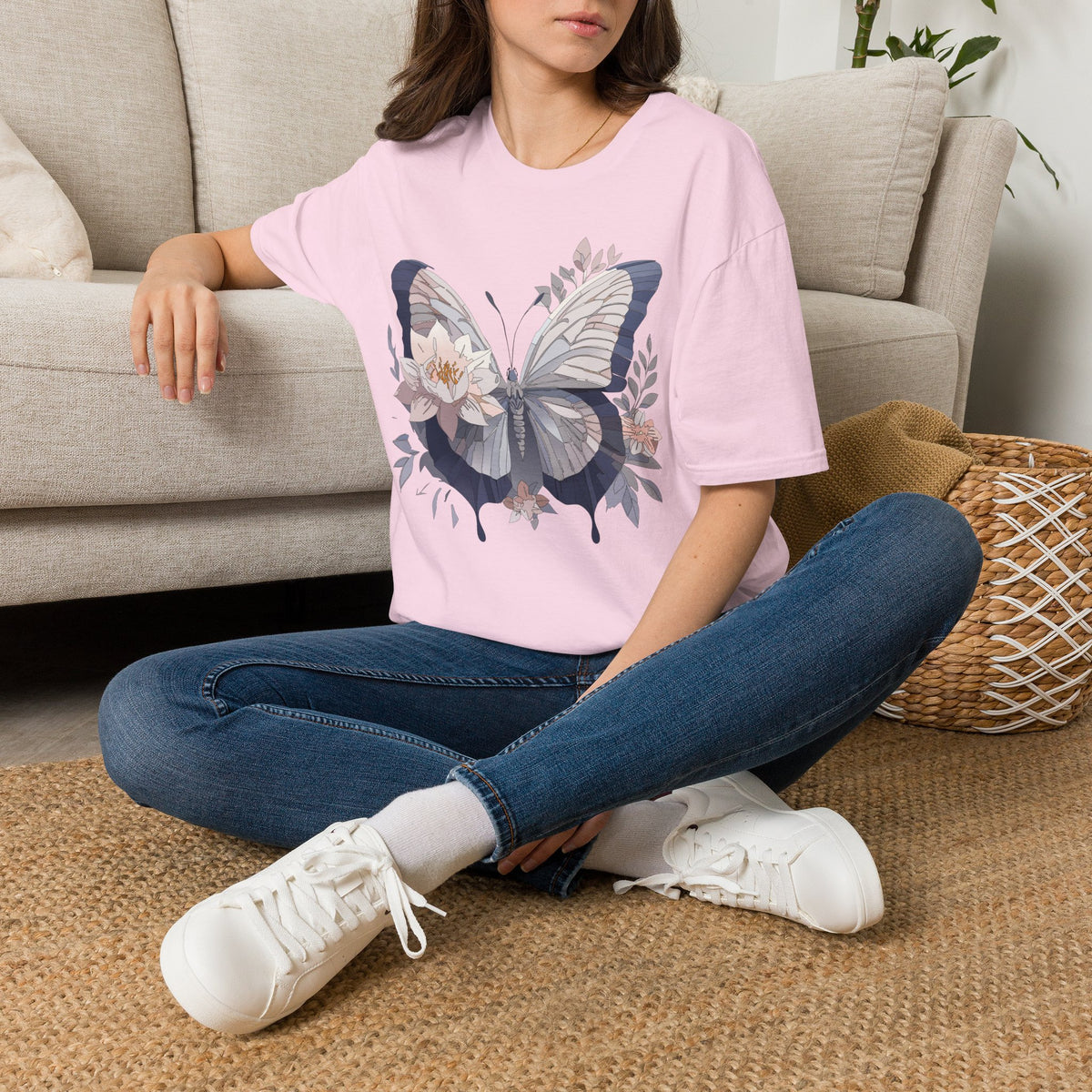 Floral Butterfly Flower Wings Graphic Design Unisex 100 Cotton Gildan T-Shirt