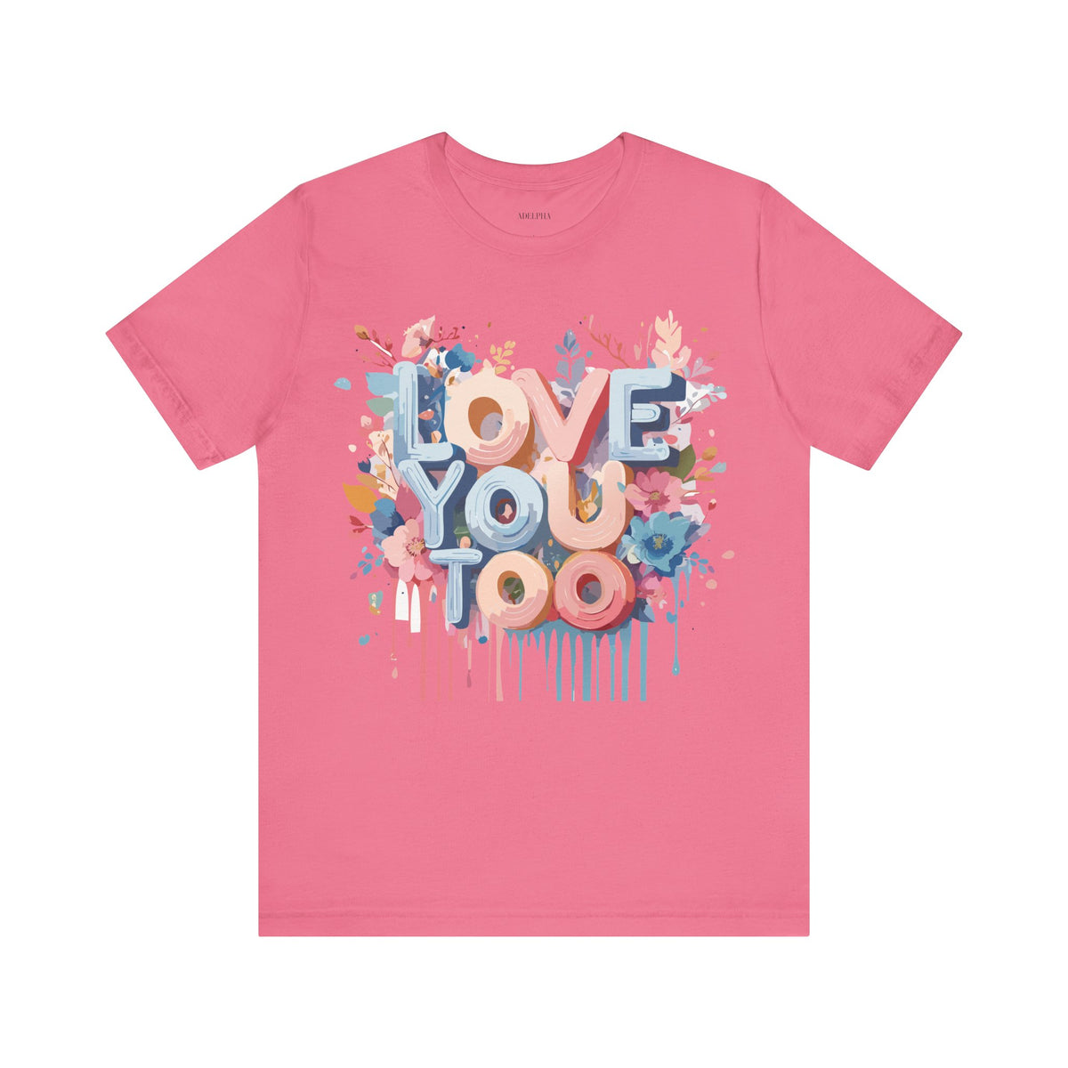 Valentine's Day Graphic Unisex Cotton Bella+Canvas Tee with Floral Art Design d97